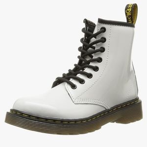 Dr. Martens• Airwair patent leather white lace-up boots. Sz US 5L